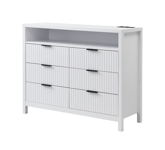 Daisen White Chest of 6 Drawers with LED & Charging Station