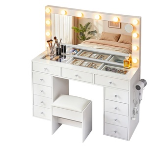 Dannel White LED Dressing Table Set with Stool