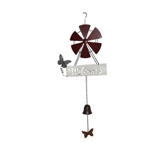 Darya Multi Iron Welcome Windmill with Bell Wall Hanging