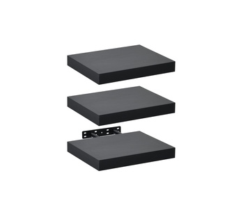 Set of 3 Daxel 30cm Black Floating Wall Shelves