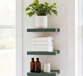 Set of 3 Daxel 30cm Green Floating Wall Shelves