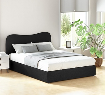 Daya Double Black Boucle Bed Frame