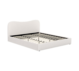 Daya King White Boucle Bed Frame