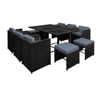 Deandra 11 Piece Black Wicker Outdoor Dining Set