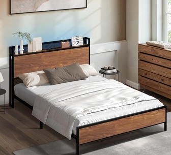 Decoris Queen Bed with LED Brown