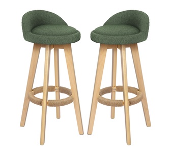 Set of 2 Deepak Boucle Green Bar Stools
