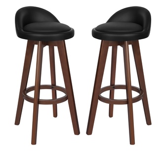 Set of 2 Deepak Black and Brown Bar Stools