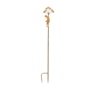 Delyra Rust Iron Balloon Girl Garden Stake