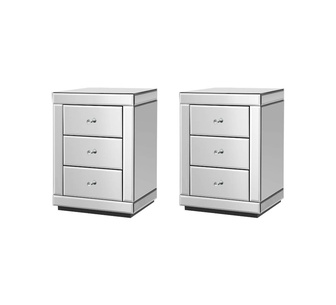 Set of 2 Delle Silver Bedside Table