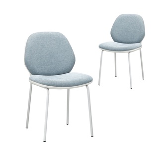 Set of 2 Madelene Upholstered Blue Chenille Dining Chairs