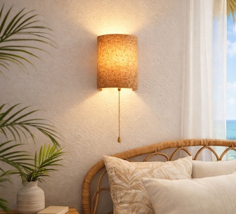 Delyra Cork Pull Cord Wall Light