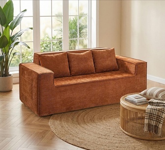 Delacroix 3 Seater Brown Chenille Compressed Sofa