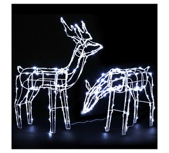 Holly Jolly 2Pcs Reindeers Christmas Lights 200 LED White
