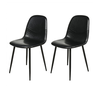 Set of 2 Desirae Black PU Dining Chairs