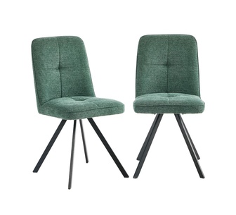 Set of 2 Dezzie Green Linen Dining Chair Set