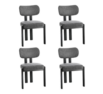 Set of 4 Daffodil Black Grey Padded Seat Dining Chairs