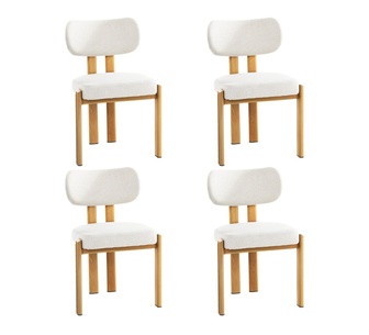 Set of 4 Daffodil Natural Beige Padded Seat Dining Chairs