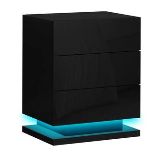 Edilio RGB LED Black Bedside Table