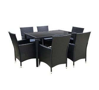 Dirk 7 Piece Black Wicker Outdoor Dining Set
