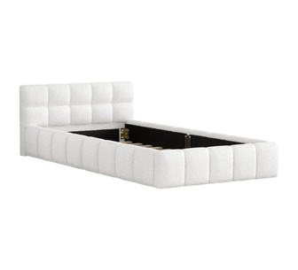 Donalyn Single White Boucle Tufed Bed Frame