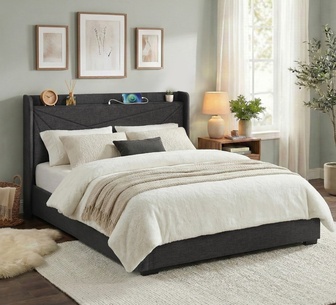 Dorsia King Black Gas lift Bed Frame with Charging Ports