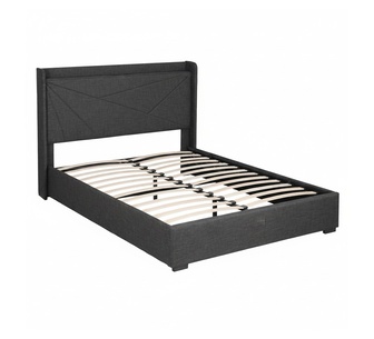 Dorsia Queen Black Gas lift Bed Frame with Charging Ports