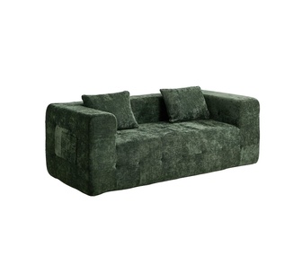 Dorchester 3 Seater Green Chenille Tufted Compressed Sofa