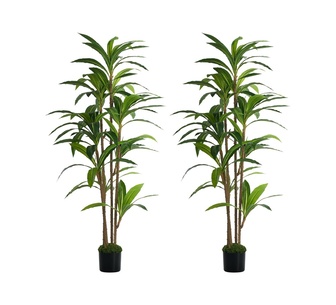 Set of 2 Dracaena Tree 180cm Green Artificial Plant