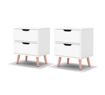 Set of 2 Lendra White Bedside Table