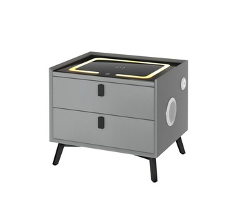 Dred Grey Bedside Table with Wireless Charging
