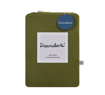 Dreamaker Double Olive Micro Flannel Fitted Sheet Set