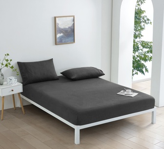 Dreamaker Single Charcoal Micro Flannel Fitted Sheet Set
