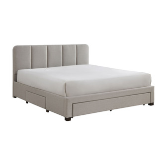 Edmonton King Oatmeal Bed Frame with Storage