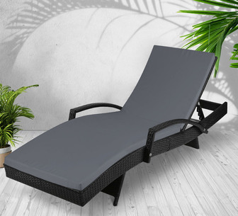 Seff Black Adjustable Outdoor Sun Lounge