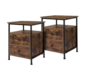 Set of 2 Elantin Brown Vintage Bedside Tables