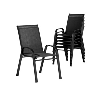 Eland 6 Piece Black Stackable Outdoor Dining Chairs