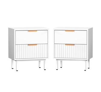 Set of 2 Elbana White Black Bedside Tables