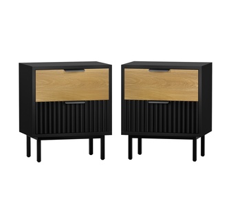 Set of 2 Elbana Natural Black Bedside Tables