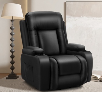 Belerus Black Heated Massage Recliner Chair
