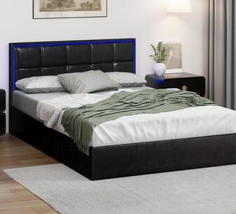 Elira Double Black Gas Lift LED Bed Frame