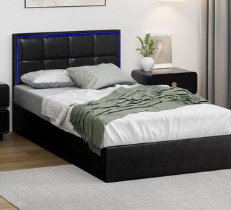 Elira Gas Lift LED Bed Frame King Single Black