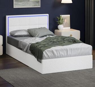 Elira Gas Lift LED Bed Frame King Single White