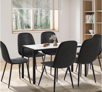 Elion 6 Seater Dining Set Black/White
