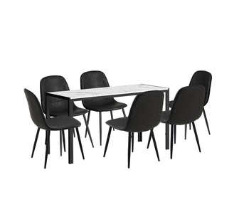 Elion 6 Seater Dining Set Black/White