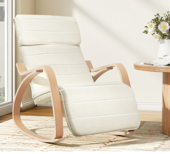 Eliezer Beige Rocking Armchair with Footrest
