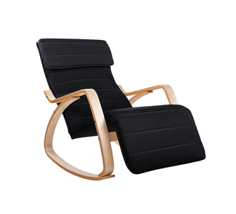 Eliezer Black Rocking Armchair with Footrest