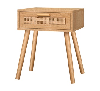 Elkana Wood Rattan Bedside Table