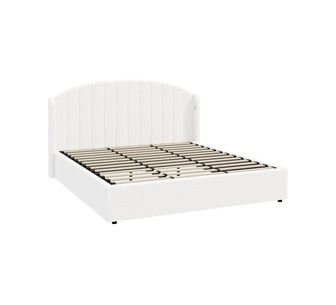 Ellora King Boucle White Gas Lift Bed Frame with USB