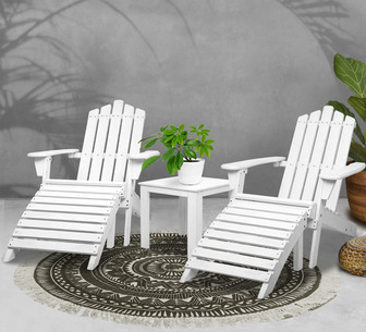 Elody 5 Piece White Wooden Adirondack Outdoor Chairs