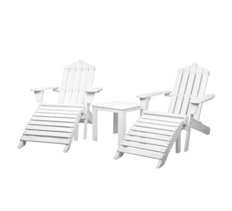 Elody 5 Piece White Wooden Adirondack Outdoor Chairs